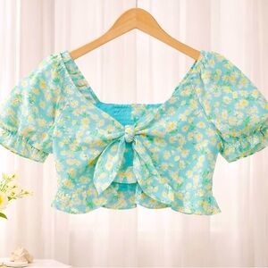 BCBGeneration Light Blue Floral Blouse